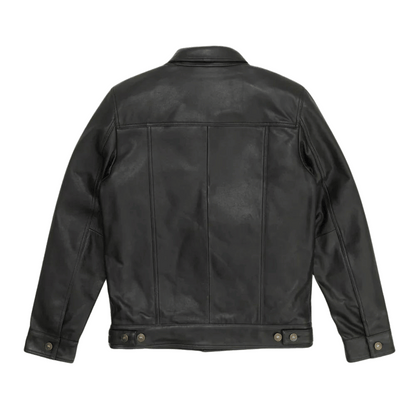 Black Genuine Leather Trucker Jacket