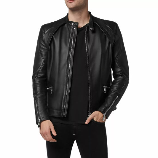 Mens Black Moto Leather Jacket