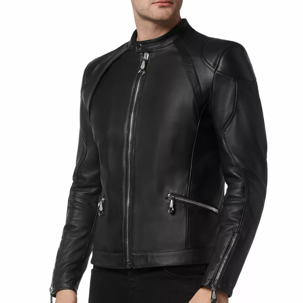 Mens Black Moto Leather Jacket