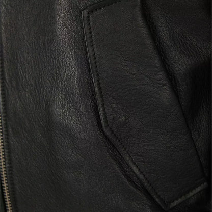 Women’s Black Leather Bomber Moto Jacket