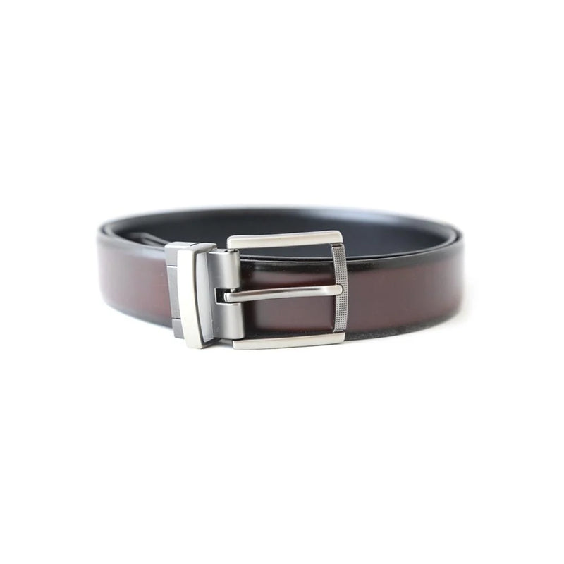 Mens Black & Dark Brown Cowhide Leather Belt