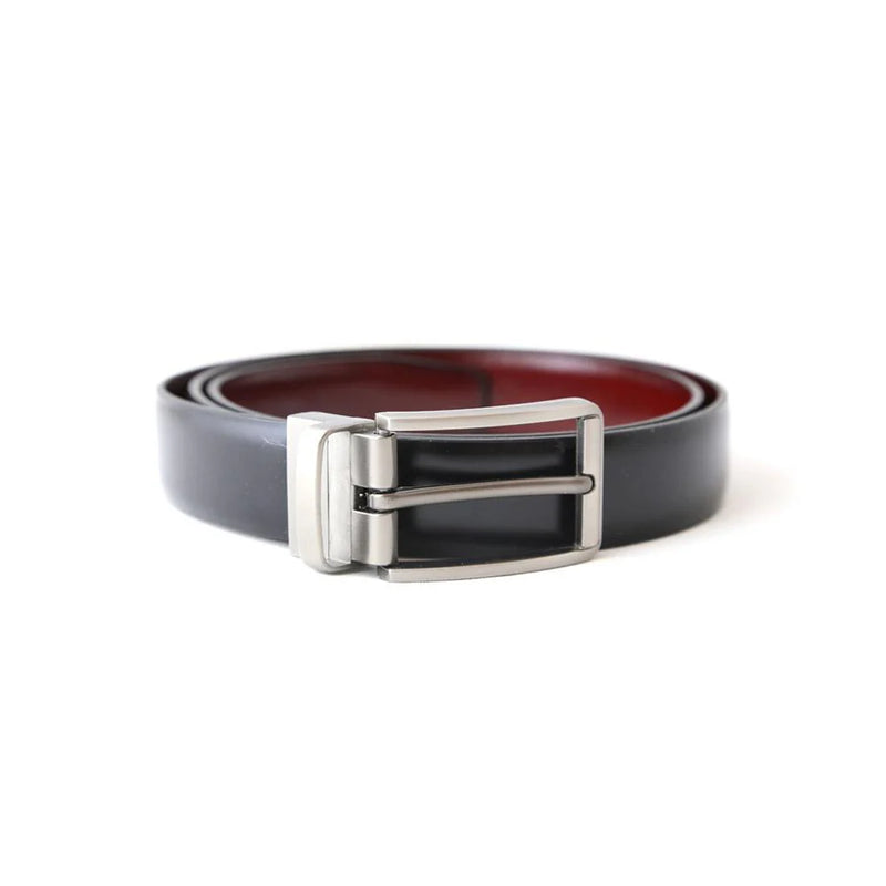 Mens Black & Light Brown Reversible Leather Belt