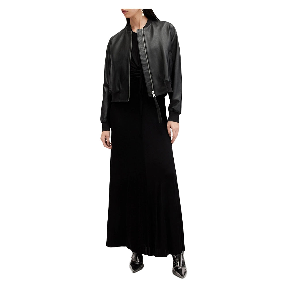 Women Black Jacket Leather Bomber