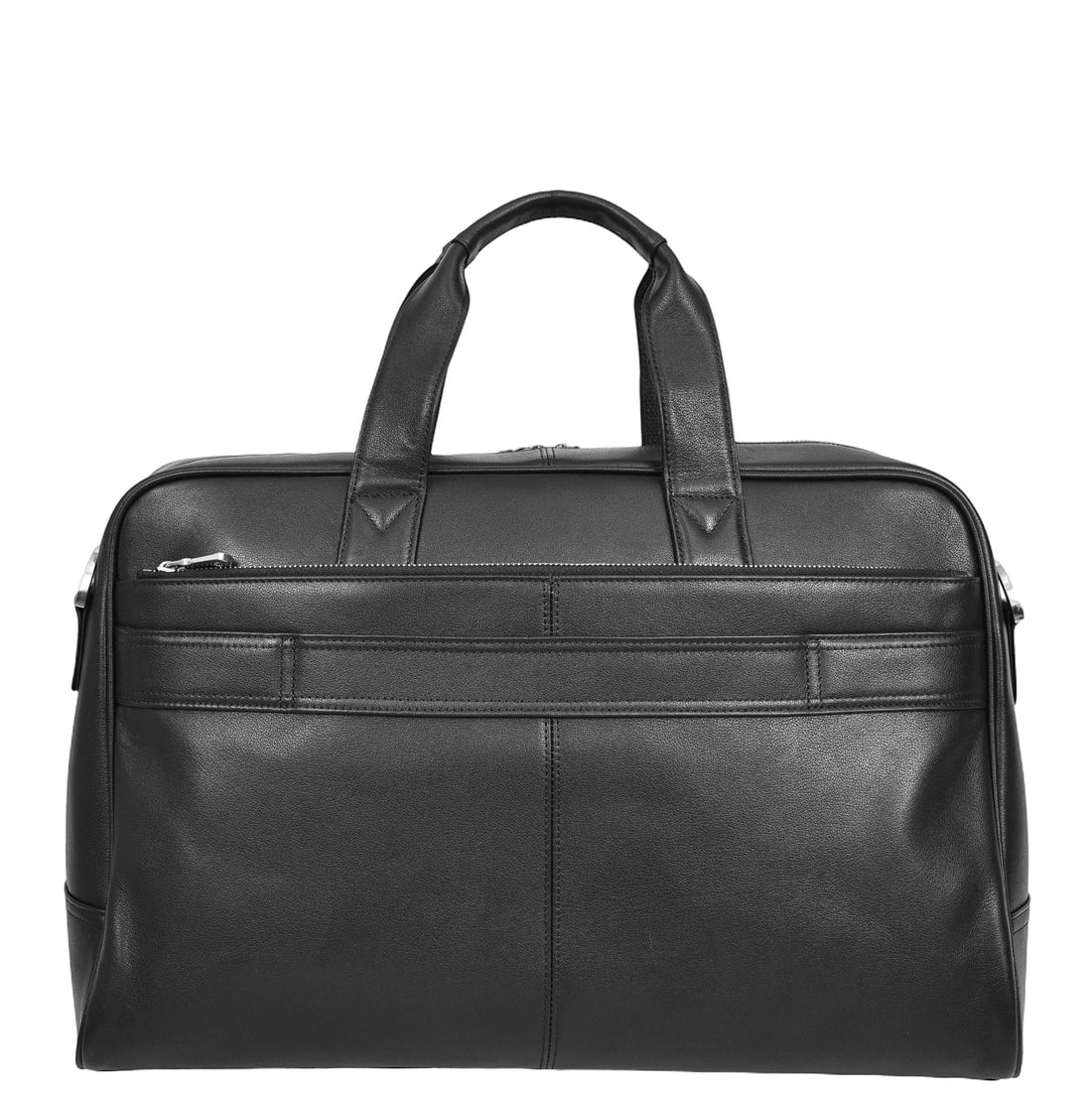 Black Leather Holdall Bag For Weekend Overnight And Travel
