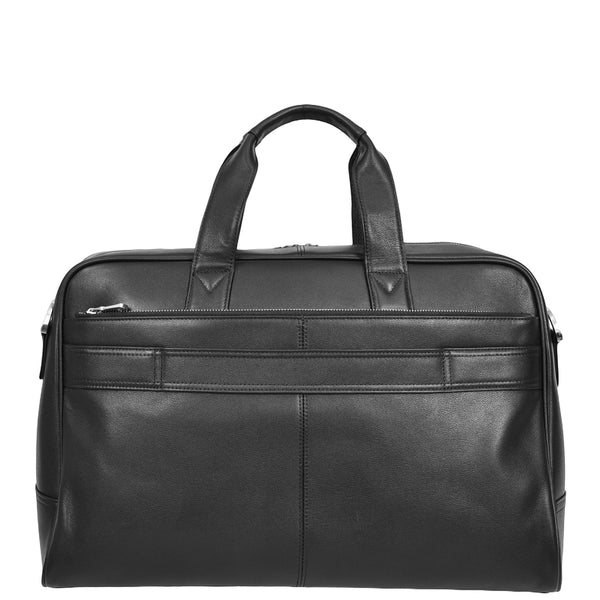 Black Leather Holdall Bag For Weekend Overnight And Travel