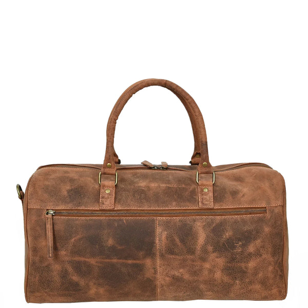 Compact Tan Leather Duffle Holdall for Weekend Getaways