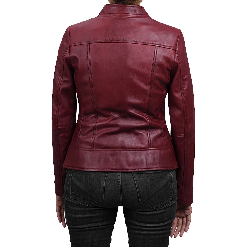 Womens Slim Fit Maroon Leather Jacket