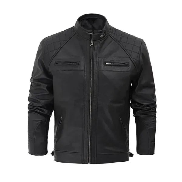 Mens Black Biker Leather Jacket