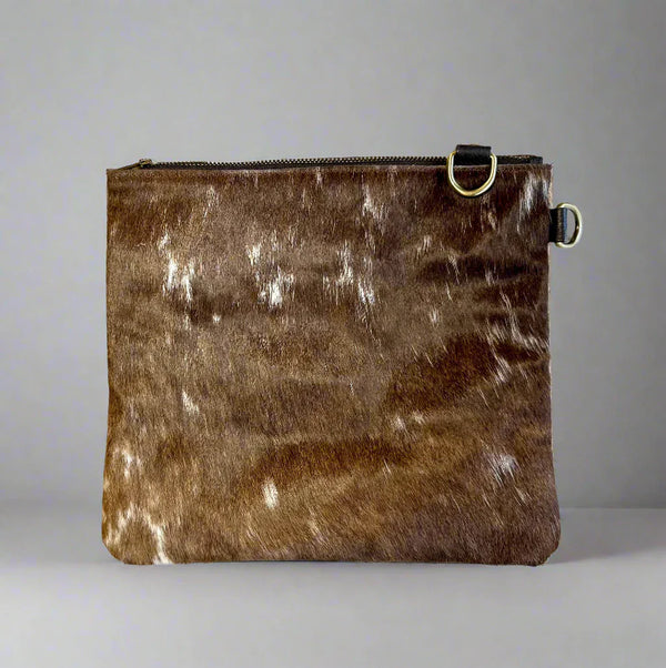 Natural Double-Sided Cowhide Leather Crossbody Bag Large