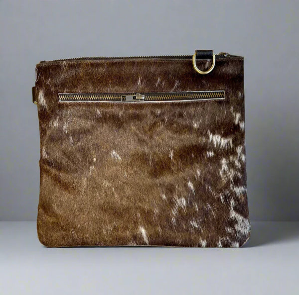 Natural Double-Sided Cowhide Leather Crossbody Bag Large