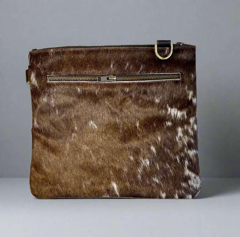 Natural Double-Sided Cowhide Leather Crossbody Bag Large