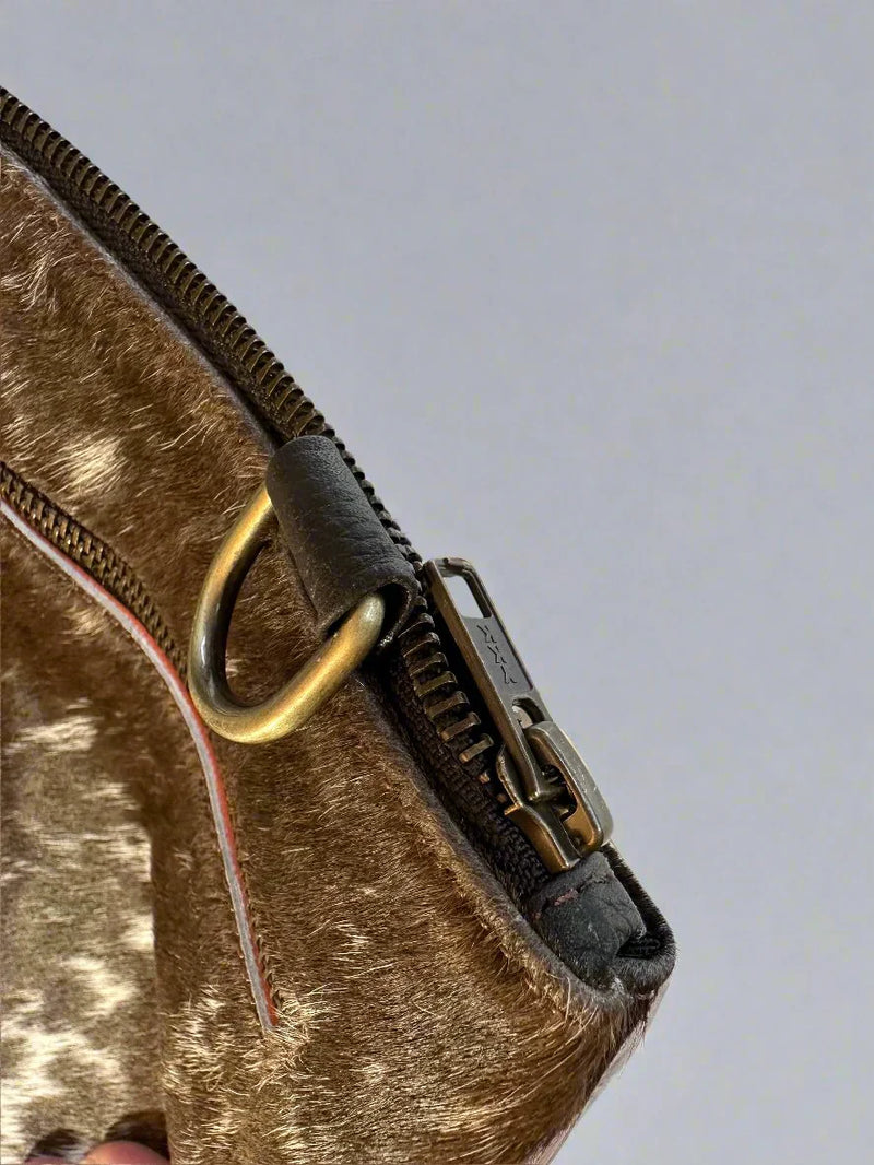 Natural Double-Sided Cowhide Leather Crossbody Bag Large