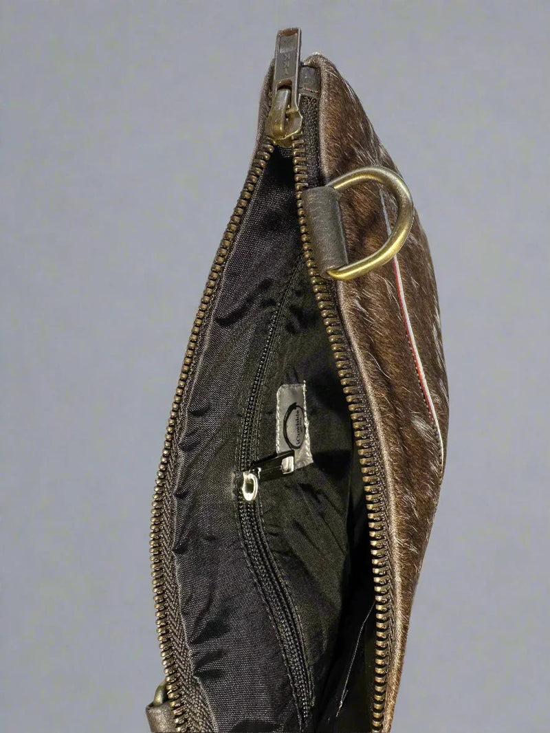 Natural Double-Sided Cowhide Leather Crossbody Bag Large