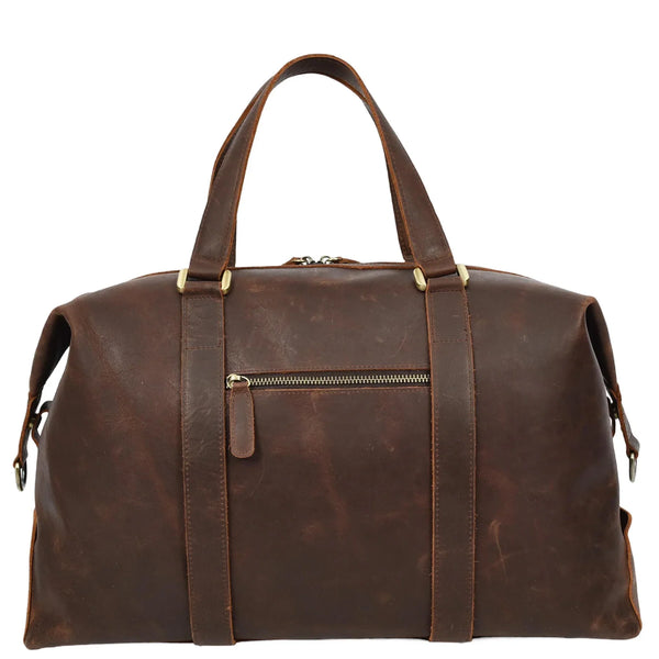 Rust Brown Leather Holdall Bag For Stylish Weekend Travel