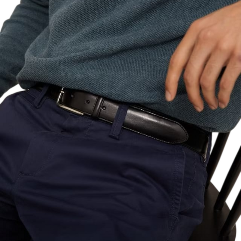 Shodows 35mm Stitched Leather Belt Black