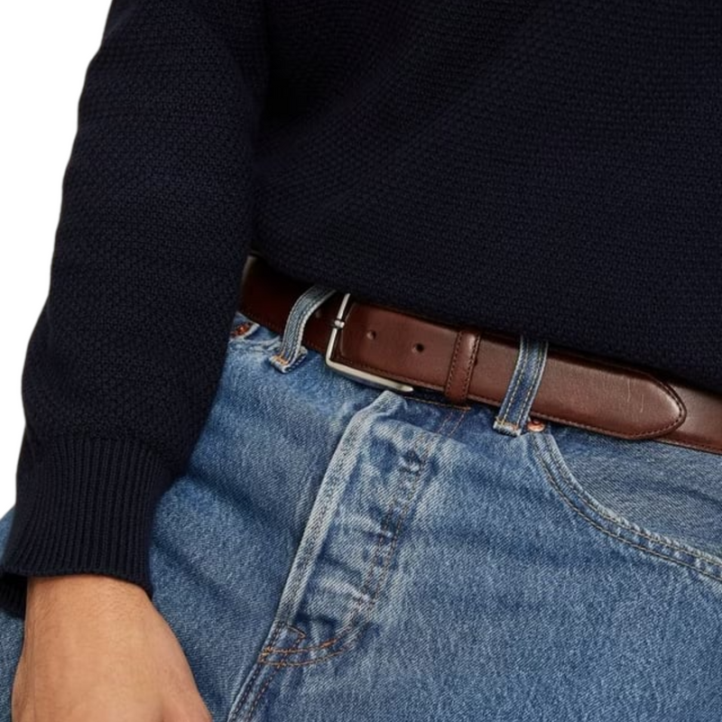 Shodows 35mm Stitched Leather Belt Brown