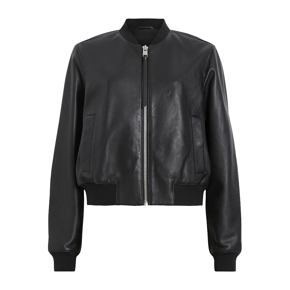 Women Black Jacket Leather Bomber