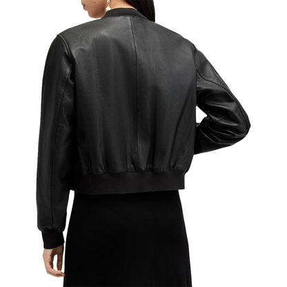 Women Black Jacket Leather Bomber