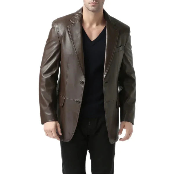 Brown Espresso Men's Leather Blazer