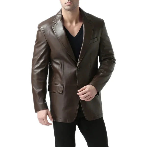 Brown Espresso Men's Leather Blazer