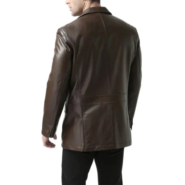 Brown Espresso Men's Leather Blazer