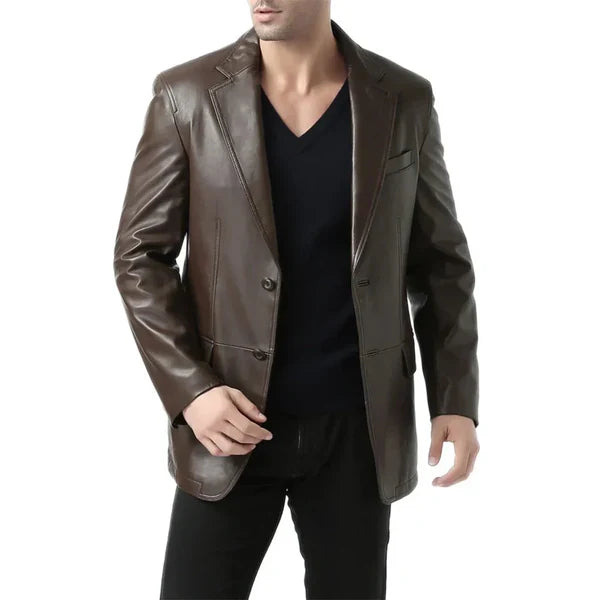 Brown Espresso Men's Leather Blazer