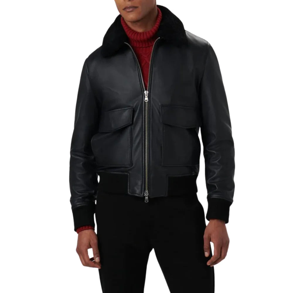 Peter Black Leather Bomber Jacket