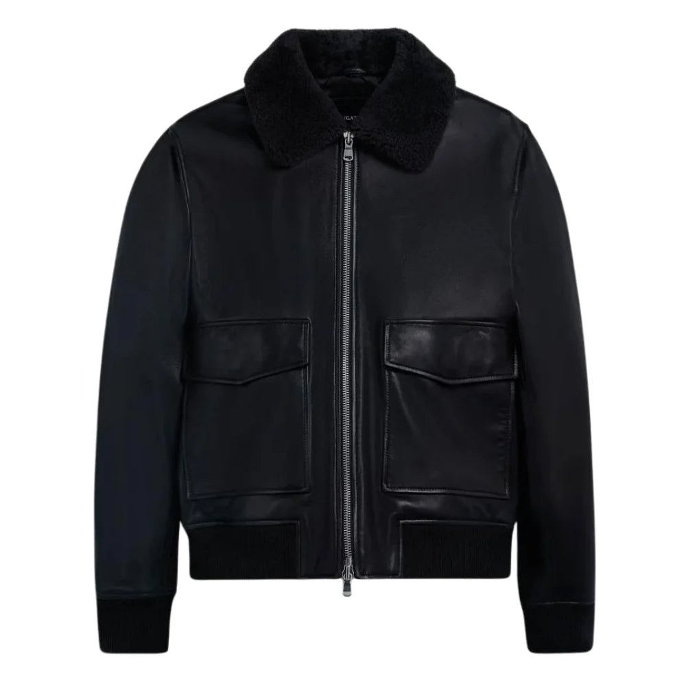 Peter Black Leather Bomber Jacket