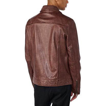 Men’s Shirt Style Vintage Brown Leather Jacket